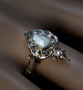 Georgian antique flaming heart engagement ring