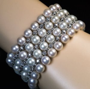 vintage cultured pearl and diamond bracelet
