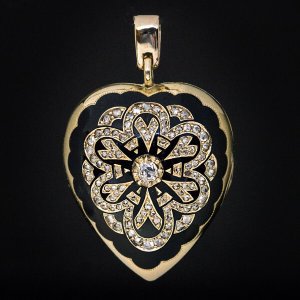 antique heart shaped diamond locket