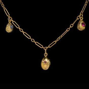 Antique Russian gold egg necklace