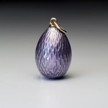 Faberge lilac guilloche enamel egg pendant