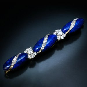 Art Deco vintage lapis and diamond brooch pin