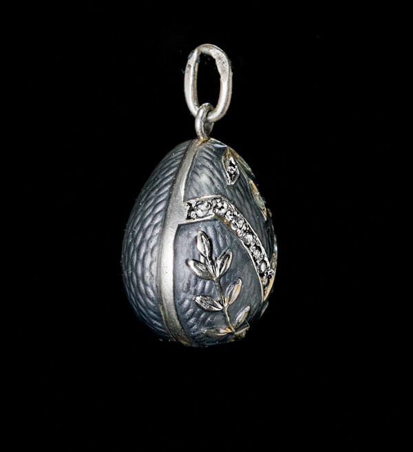 Rare FABERGE Guilloche Enamel Diamond Egg Pendant - Antique Jewelry ...