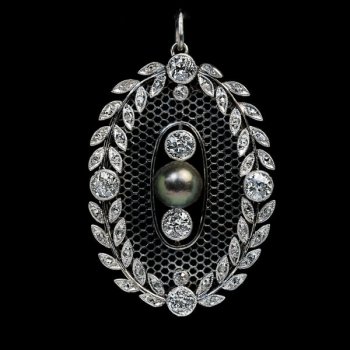 Belle Epoque antique pearl diamond and platinum pendant