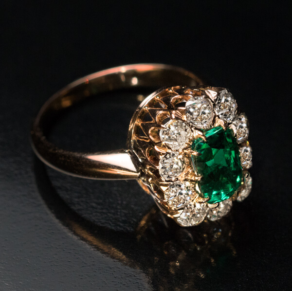 Antique 19th Century Colombian Emerald Diamond Engagement Ring ...