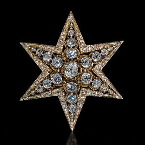 antique Victorian diamond star pendant brooch
