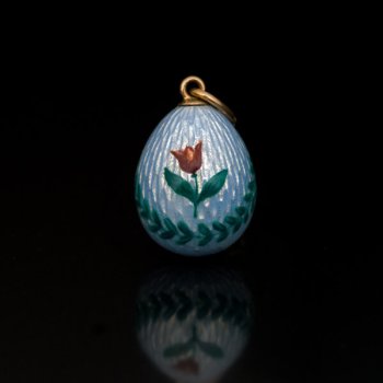 antique Russian blue guilloche enamel egg pendant