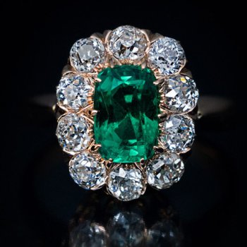 antique emerald and diamond engagement ring