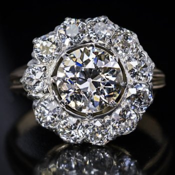 antique diamond cluster engagement ring