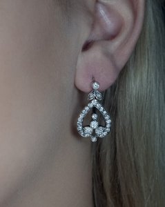 antique diamond dangle earrings - early 1900s Edwardian jewelry