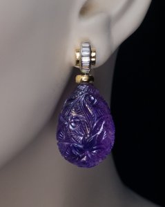 Art Deco carved amethysts