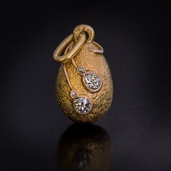Faberge gold diamond egg pendant