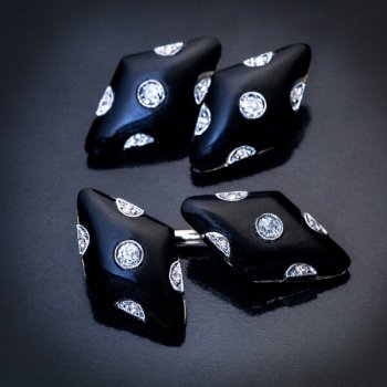 Art Deco vintage black onyx diamond cufflinks