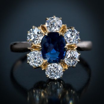 antique sapphire and diamond engagement ring