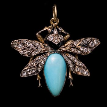 antique Victorian fly insect pendant