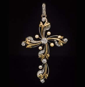 Art Nouveau cross pendant