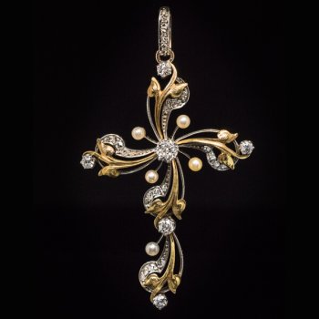 Art Nouveau cross pendant