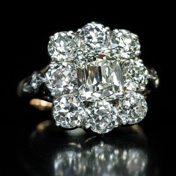 antique 5.26 ctw diamond cluster engagement ring