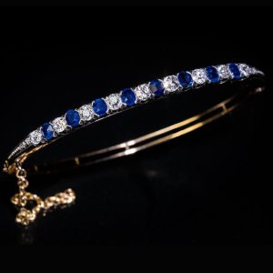 antique Victorian sapphire and diamond bangle bracelet