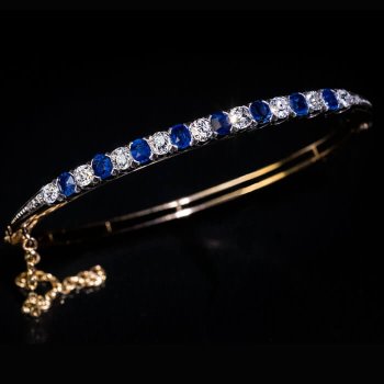antique Victorian sapphire and diamond bangle bracelet