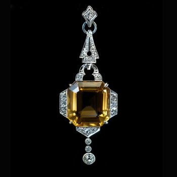 vintage Art Deco citrine diamond pendant
