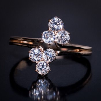 Antique diamond double trefoil ring