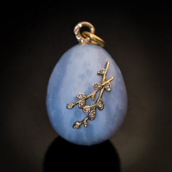 antique chalcedony egg pendant