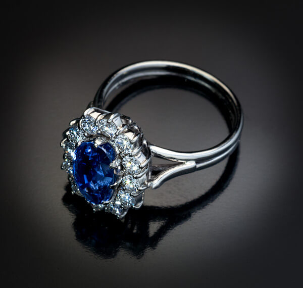 Vintage 3.77 Ct Sapphire Diamond Engagement Ring - Antique Jewelry ...