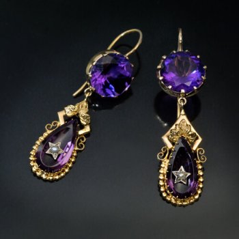 antique amethyst dangle earrings