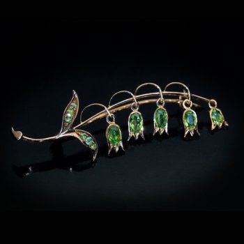 antique lily of the valley demantoid brooch