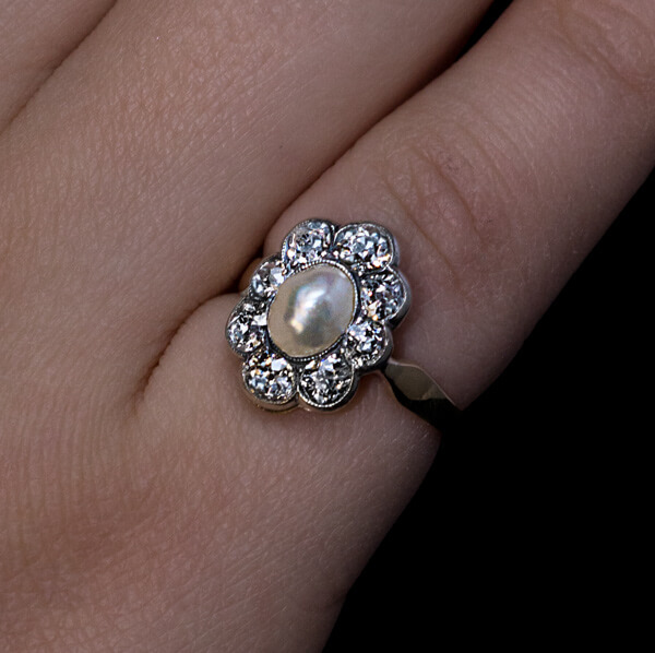 Antique Edwardian Pearl And Diamond Engagement Ring - Antique Jewelry ...