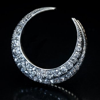 antique crescent moon diamond pendant brooch