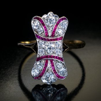 antique Edwardian diamond and ruby ring