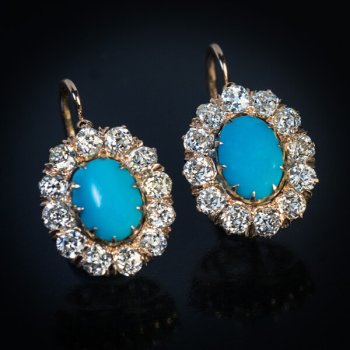 antique turquoise and diamond earrings