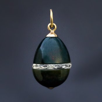 antique bloodstone and rock crystal egg pendant