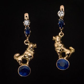 antique poodle motif earrings