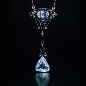 antique Art Nouveau aquamarine necklace