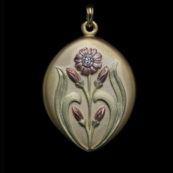 Art Nouveau antique gold diamond pendant locket