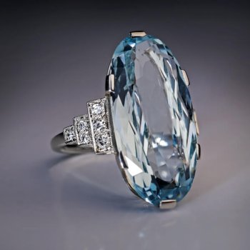 vintage aquamarine and diamond ring