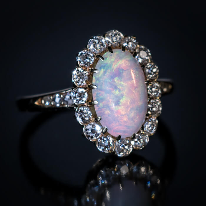 10k gold Victorian opal & diamond antique ring – Rambling Rose