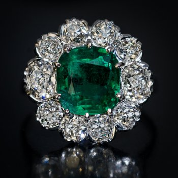 vintage emerald and diamond engagement ring