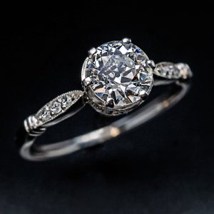 1 carat old European cut diamond engagement ring