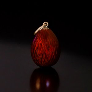 antique Russian red guilloche enamel egg pendant