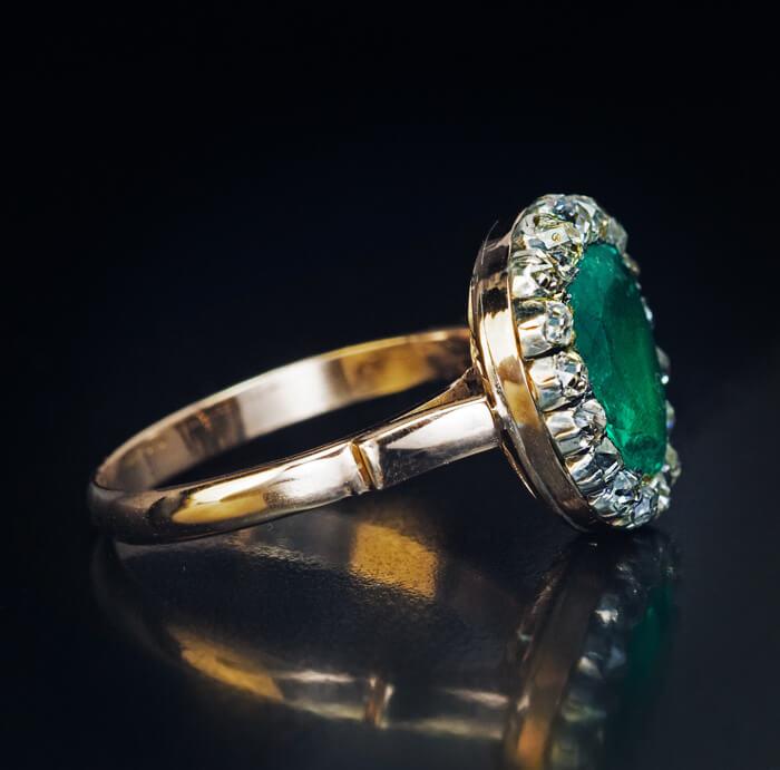 Antique Georgian c.1800 Emerald Diamond Heart Shaped Ring - Antique ...