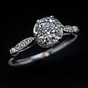 1 carat old European cut diamond engagement ring
