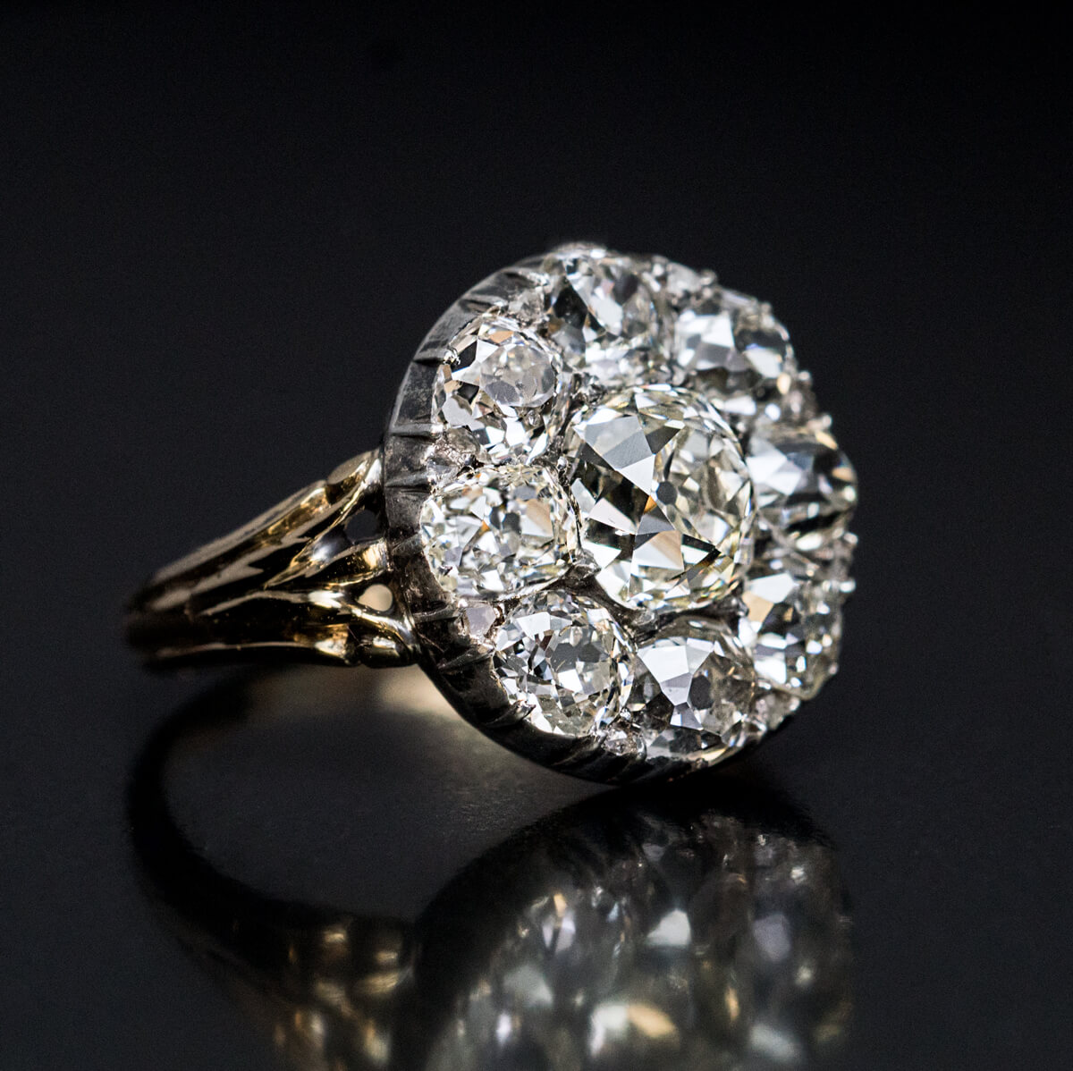 Antique 3.28 Ct Old Mine Cut Diamond Engagement Ring - Antique Jewelry 