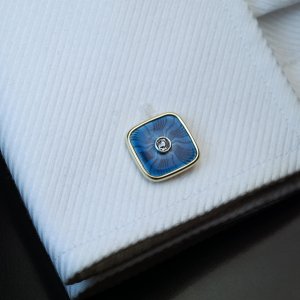 antique Faberge gold, diamond and guilloche enamel cufflinks