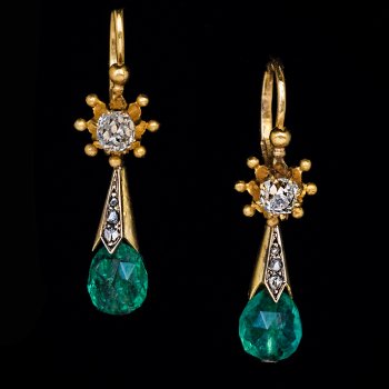 antique emerald and diamond earrings