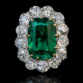 Rare antique Russian emerald and diamond ring