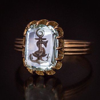 antique aquamarine intaglio ring